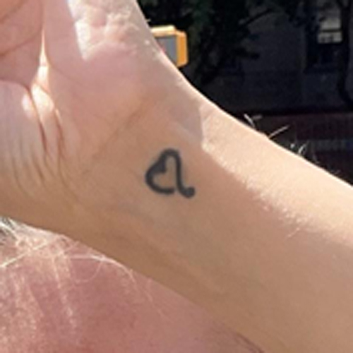 Sonia Ruiz Queens New York has a small heart shaped tattoo on her left wrist at her pulse.